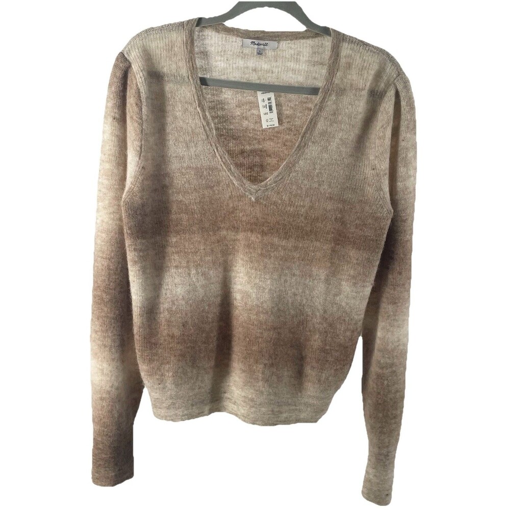 NWT Madewell Alpaca Blend V Neck Sweater Women’s Large Neutral Beige Cream